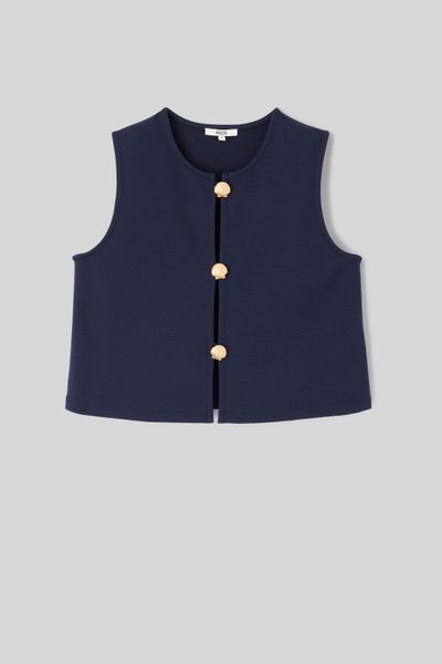 Top avec d&eacute;tails de boutons dor&eacute;s