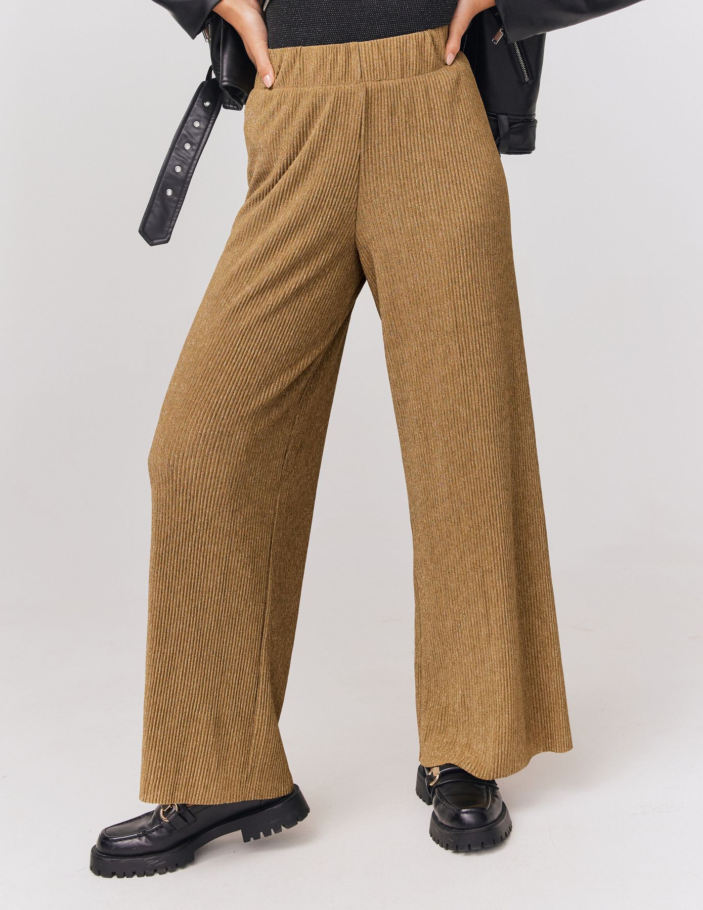 Pantalon plissé brillant