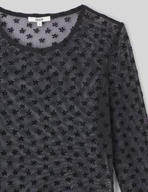 T-shirt résillé imprimé flock