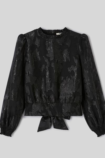 Blouse f&ecirc;te jacquard nou&eacute;e