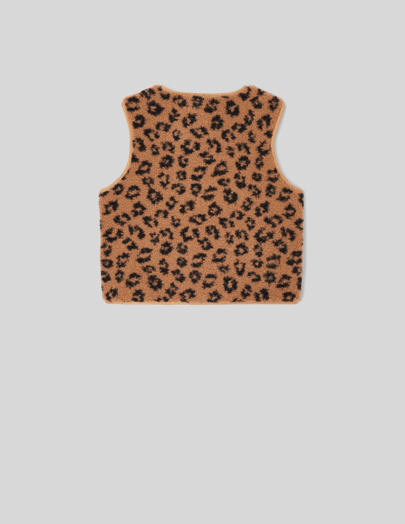 Gilet sans manches l&eacute;opard en sherpa
