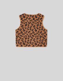 Gilet sans manches l&eacute;opard en sherpa