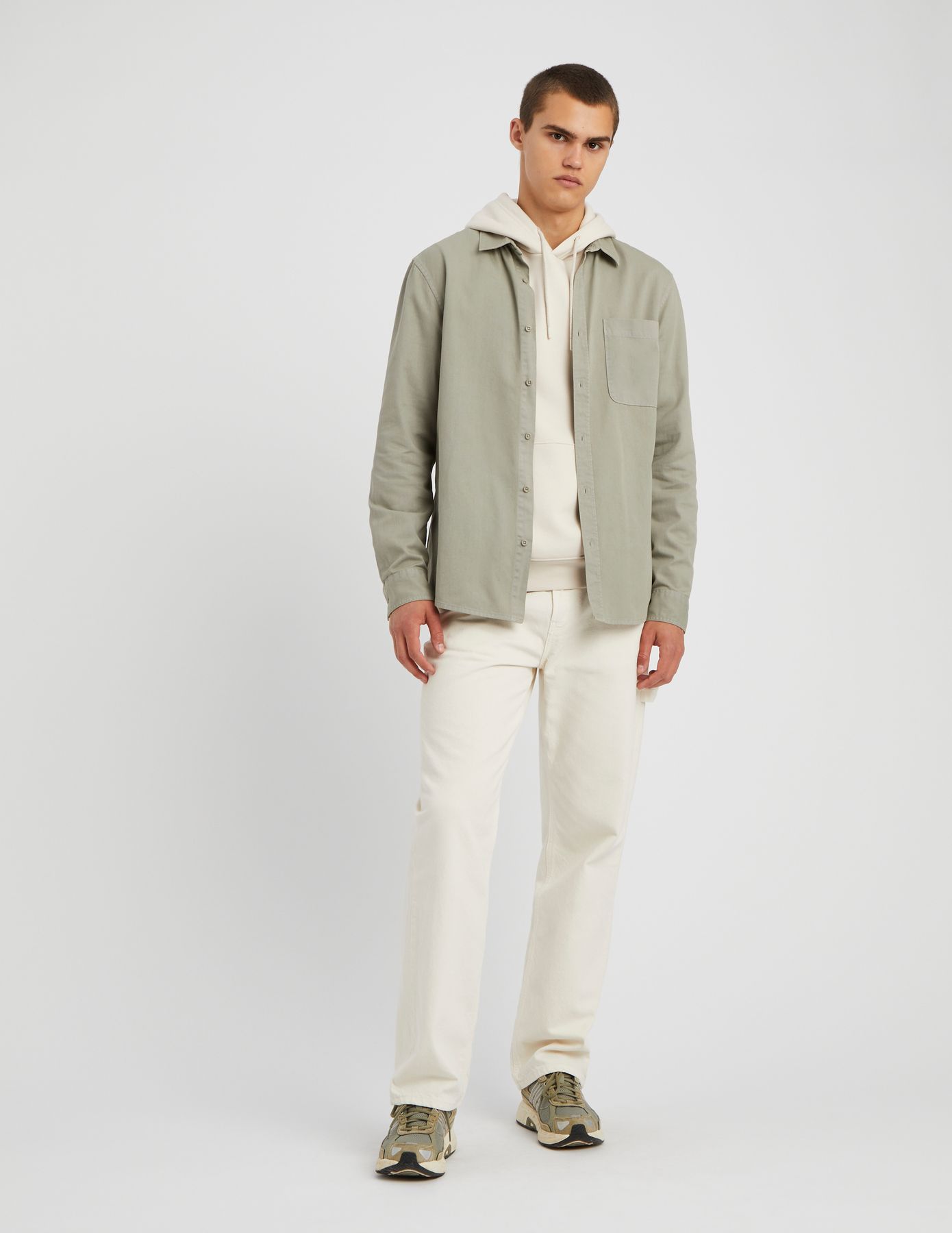 Chemise droite twill uni