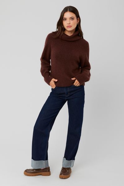Pull maxi col roulé premium
