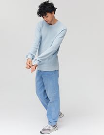 Pull col rond coton uni