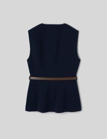 Gilet sans manches ceintur&eacute;