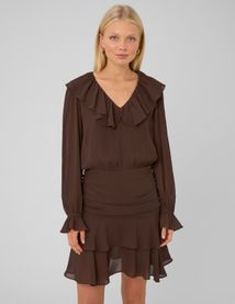 Robe courte &agrave; volants