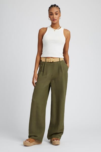 Pantalon lin avec ceinture