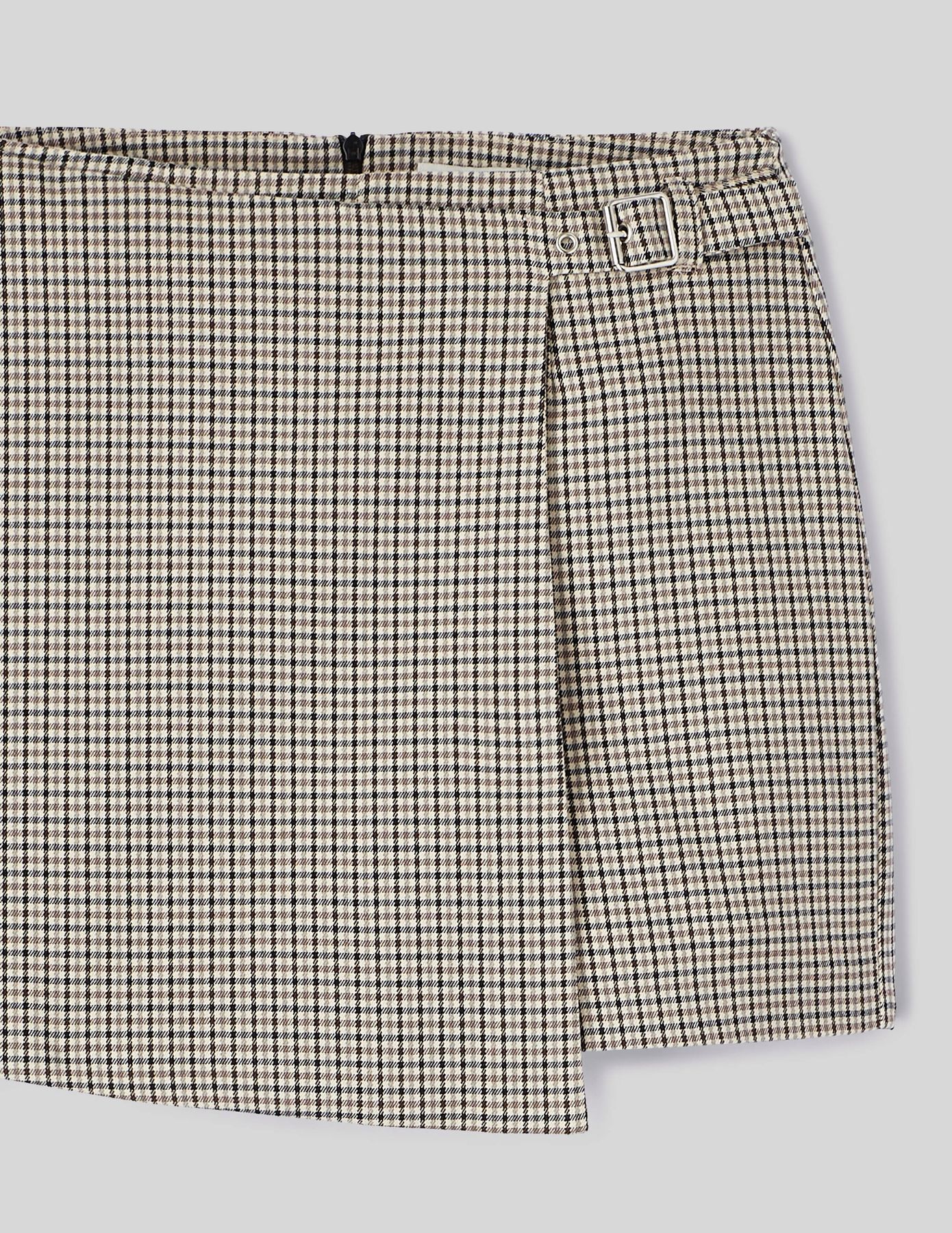 Jupe short carreaux en polyester recycl&eacute;