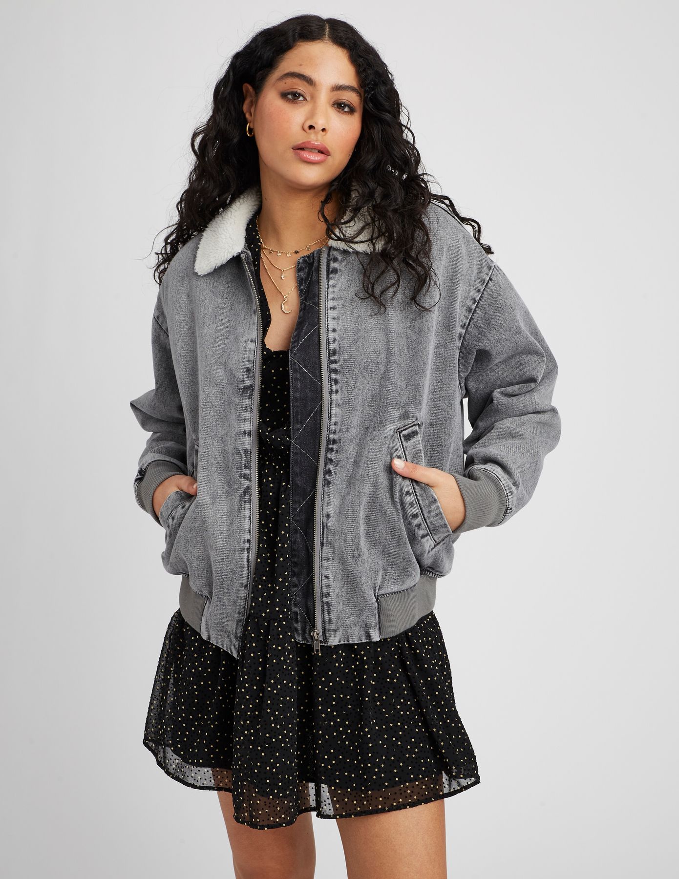 Blouson en jean sherpa