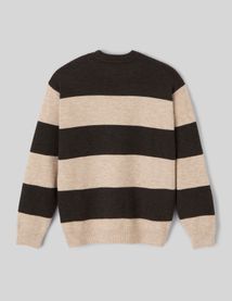 Pull col rond maxi rayures