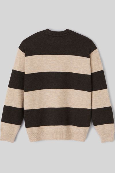 Pull col rond maxi rayures