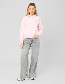 Sweat brod&eacute; &agrave; col polo