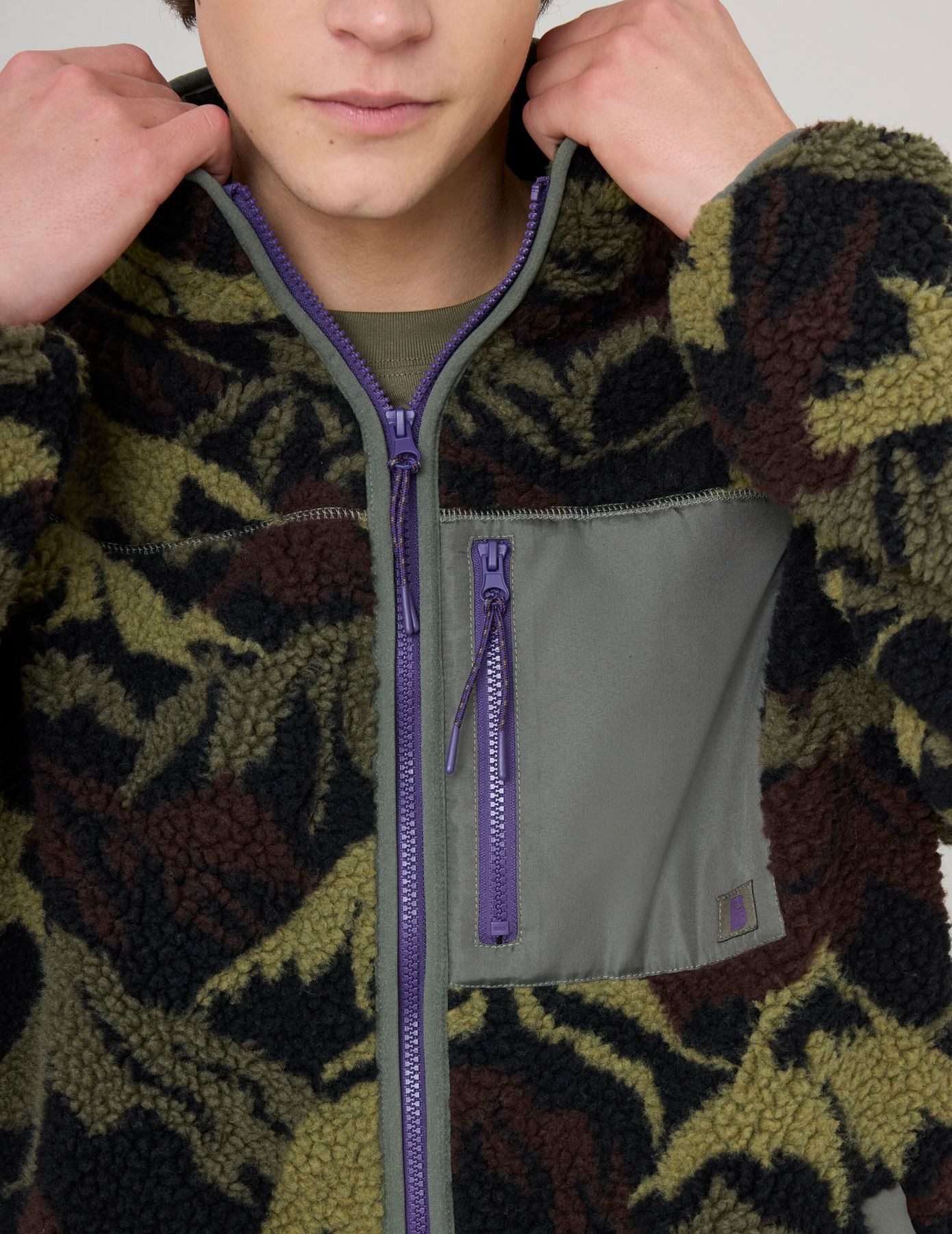 Blouson zippé imprimé sherpa