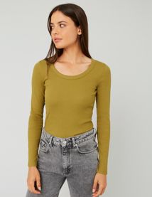T-shirt côtelé manches longues