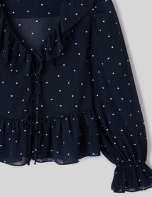 Blouse &agrave; volants motif pois