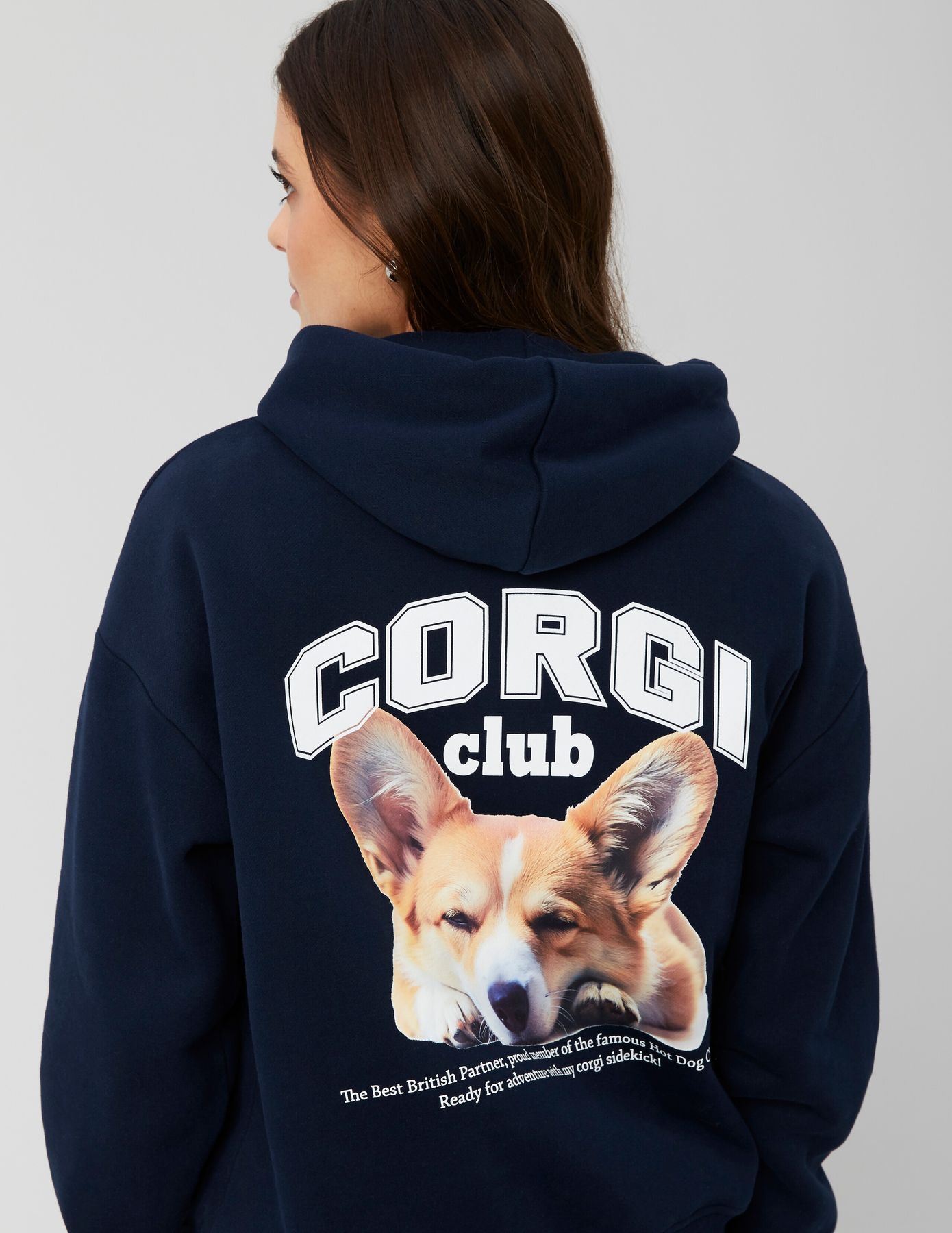 Sweat col capuche imprimé devant/dos