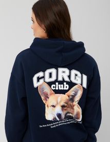 Sweat col capuche imprimé devant/dos