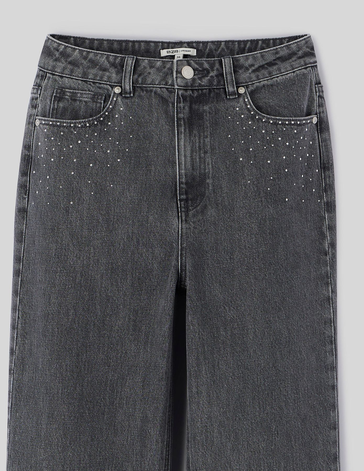 Jean straight &agrave; strass