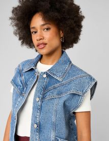 Veste denim sans manche