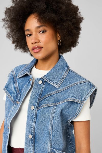 Veste denim sans manche