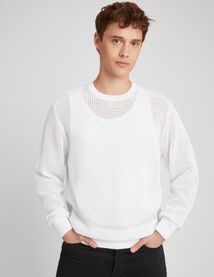 Pull col rond maille ajourée