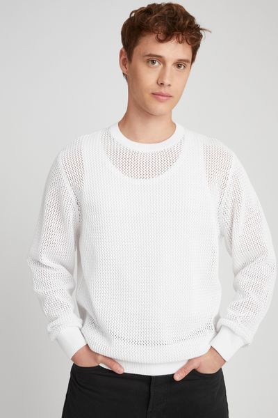 Pull col rond maille ajourée
