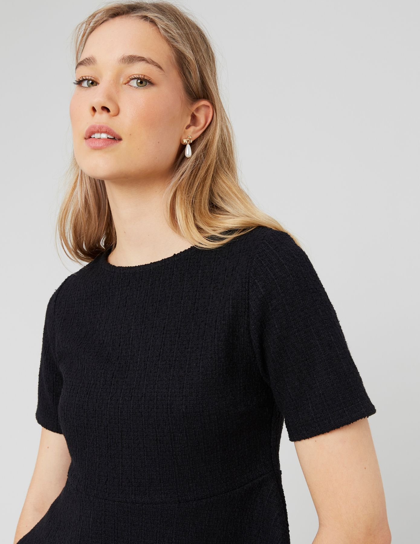 T-shirt peplum en tweed