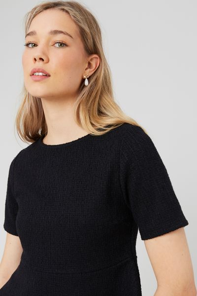 T-shirt peplum en tweed