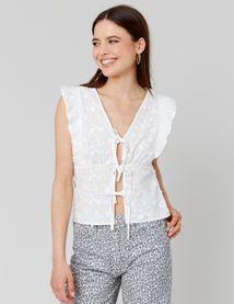 Top à nouer broderie 3D