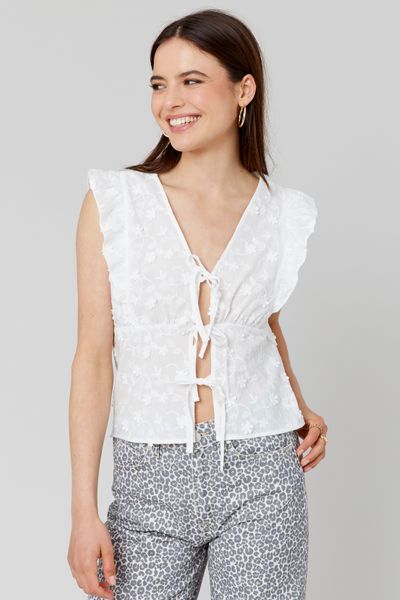 Top à nouer broderie 3D
