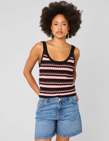 D&eacute;bardeur ray&eacute; en crochet multicolore