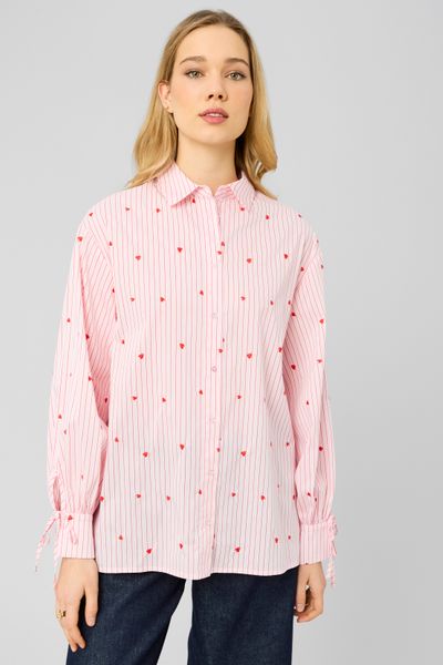 Chemise ray&eacute;e &agrave; motif c&oelig;ur