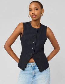 Gilet de costume asym&eacute;trique ray&eacute;