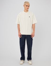 T-shirt broderie poitrine rayé