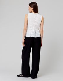 Blouse à nouer en broderie anglaise