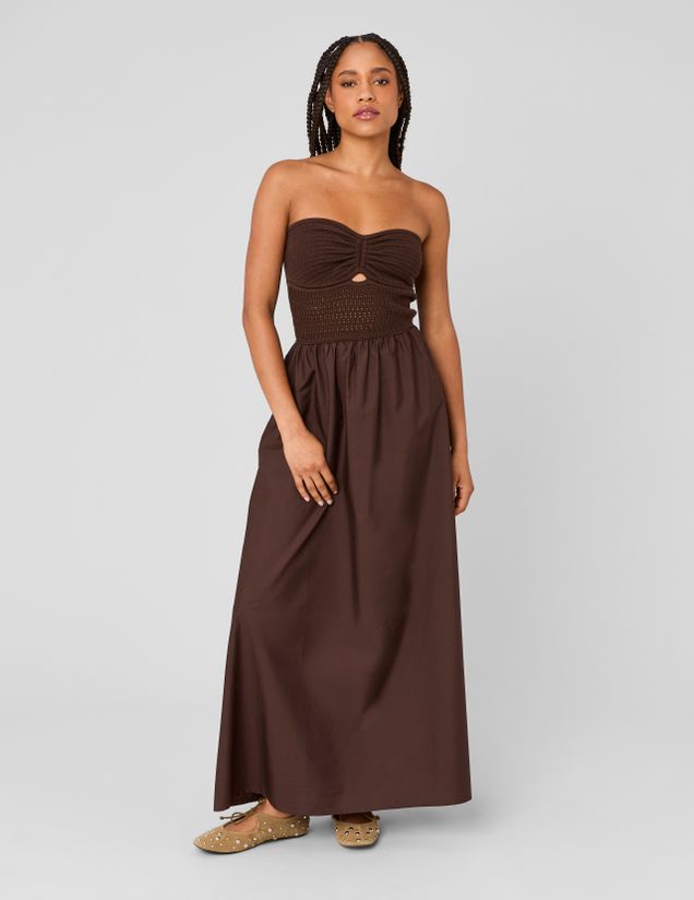 Robe bustier bi-mati&egrave;re