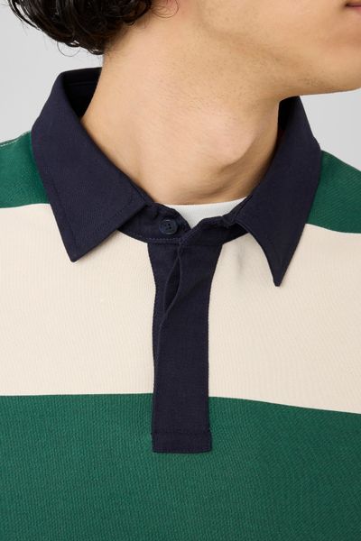 Sweat col polo &agrave; rayures