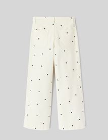 Pantalon velours brodé coeur