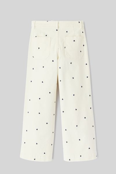 Pantalon velours brodé coeur