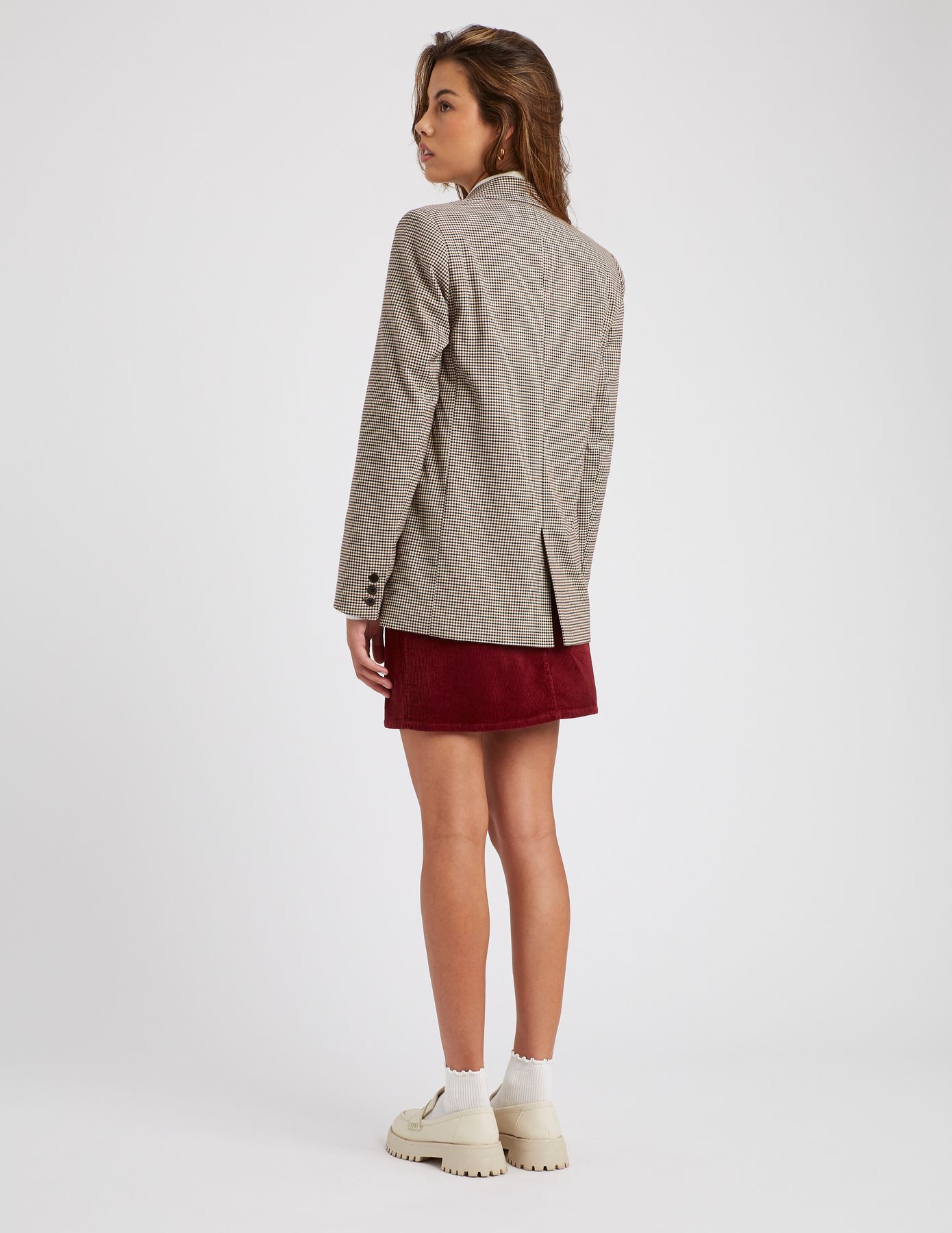 Blazer carreaux polyester recycl&eacute;