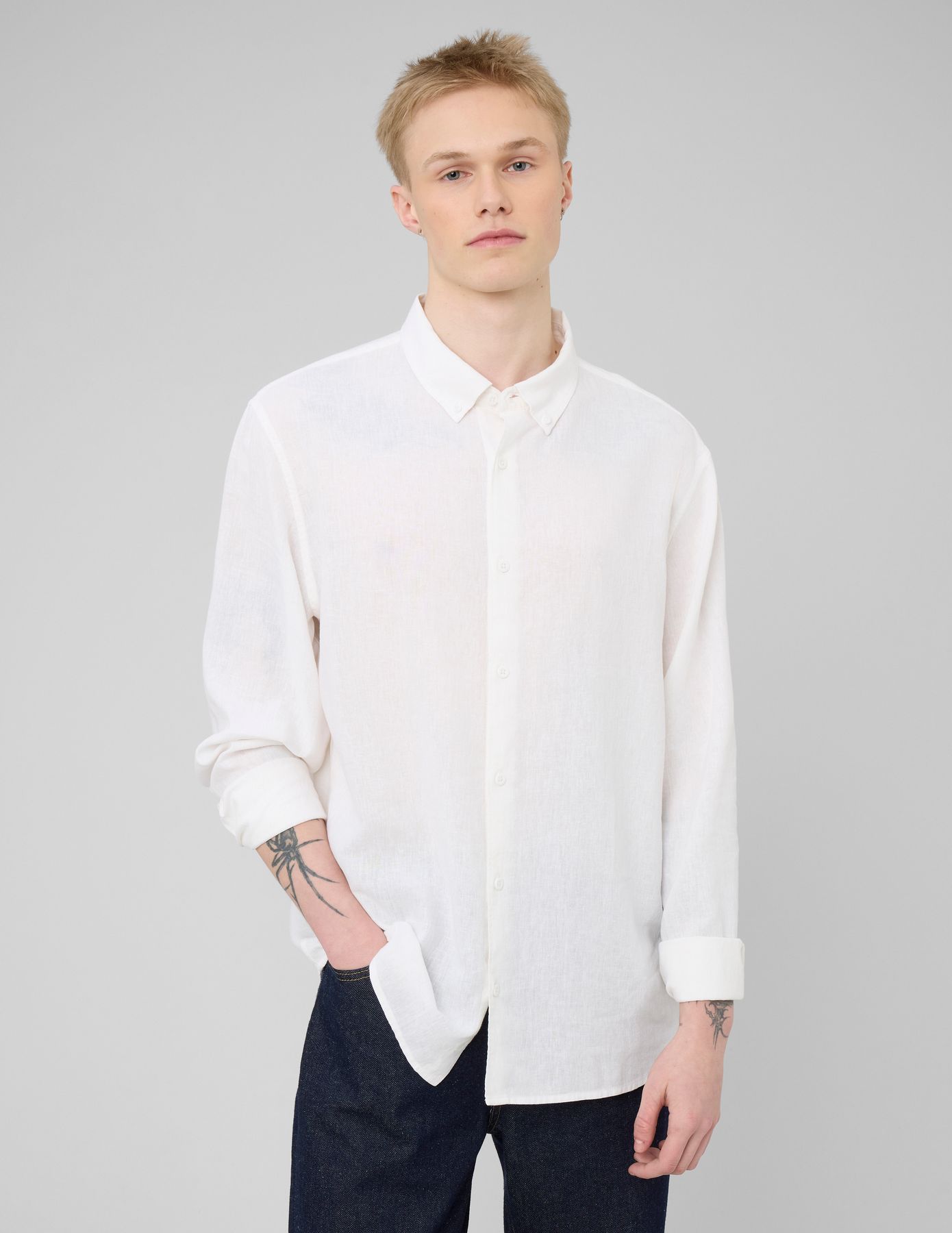 Chemise manches longues viscose lin