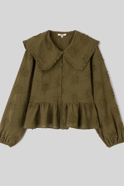 Chemise maxi col broderie 3D