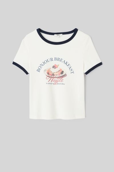 T-shirt imprim&eacute; &agrave; bords contrast&eacute;s