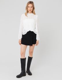 T-shirt col montant dentelle