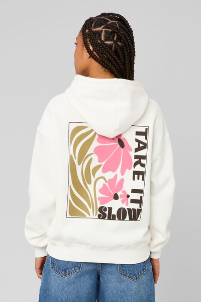 Sweat col capuche imprim&eacute; devant / dos