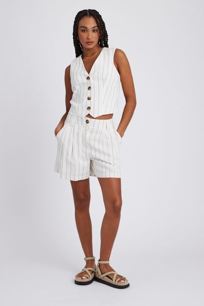Short rayé en lin