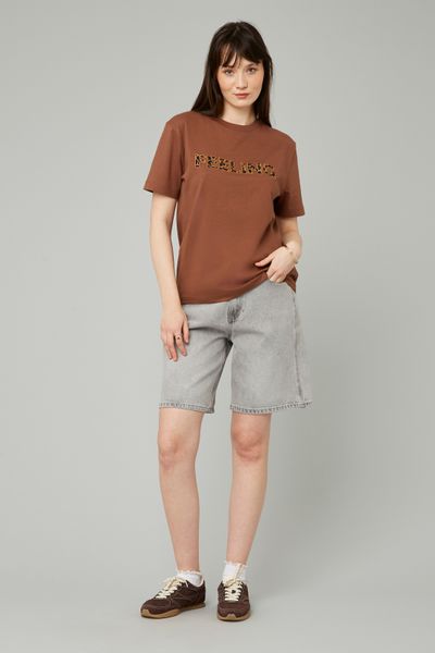 T-shirt broderie poitrine léopard
