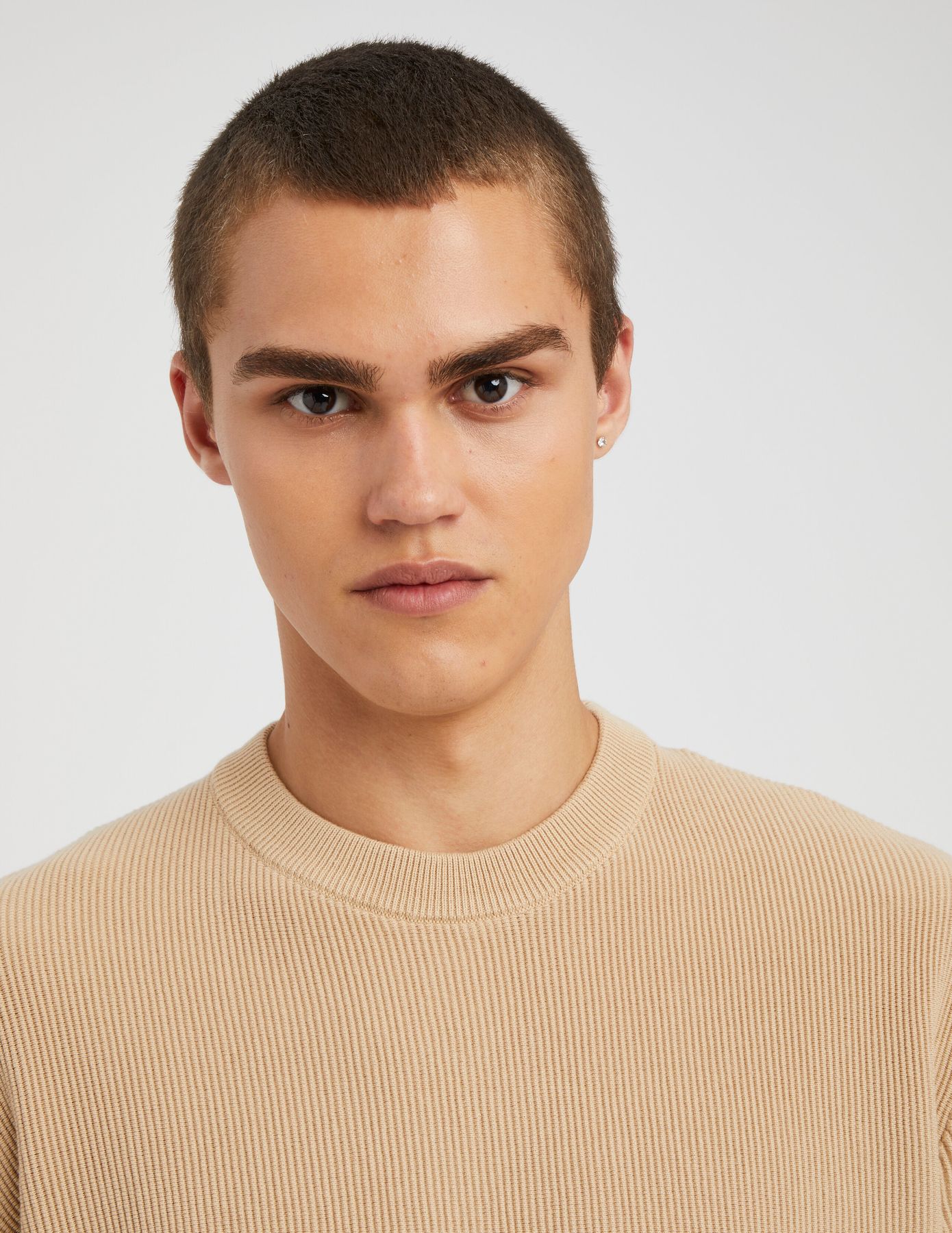 Pull col rond maille c&ocirc;tel&eacute;e