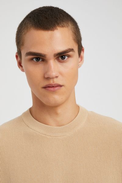 Pull col rond maille c&ocirc;tel&eacute;e